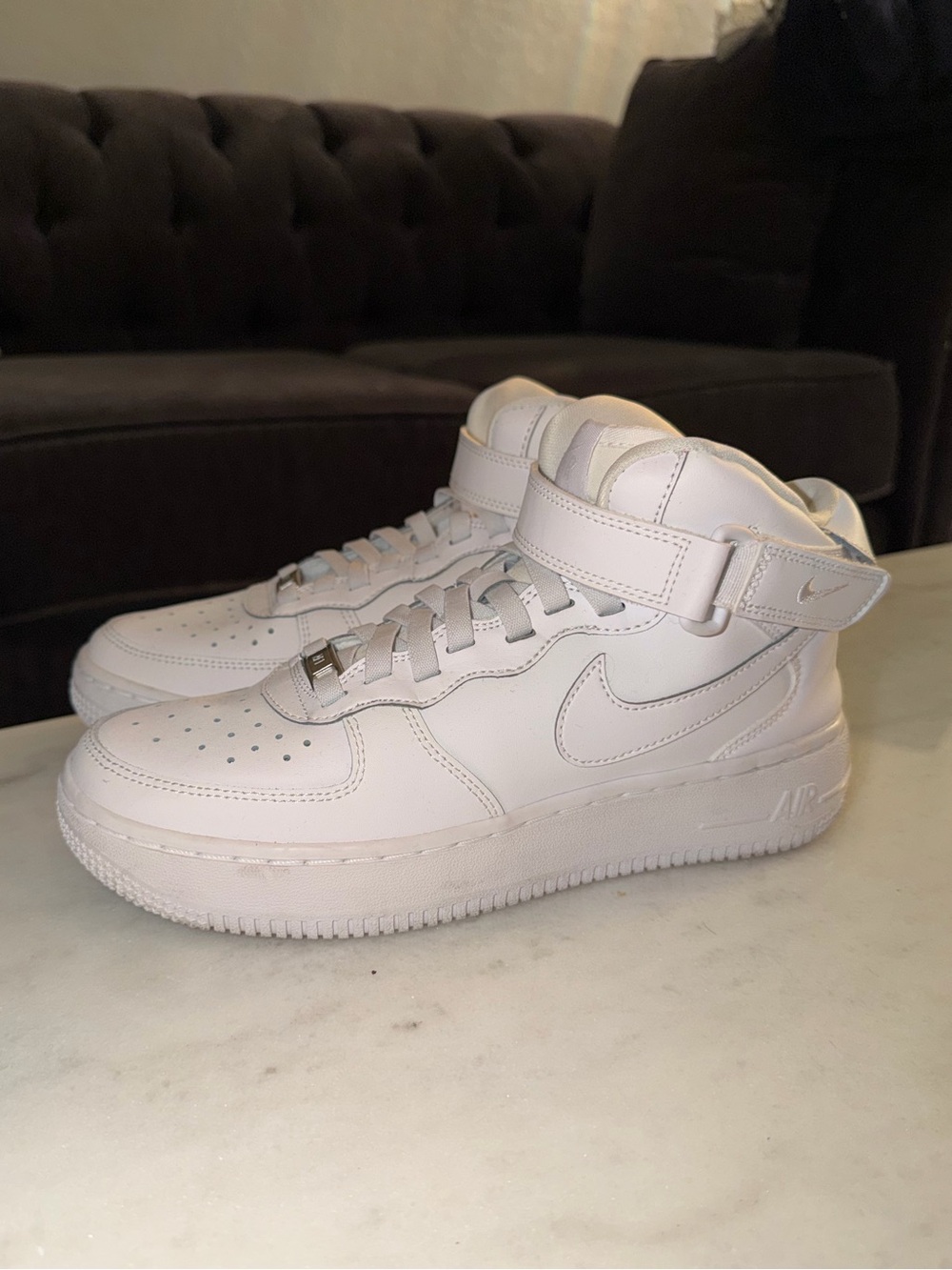 Nike Kids White High-Top Sneakers with Ankle Strap